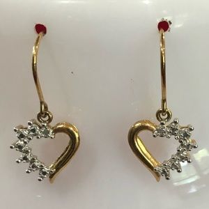 Gold and diamond heart earrings